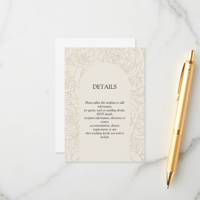 Cartão de cerimônia elegante de casamento Beige Br (Frente/Verso In Situ)