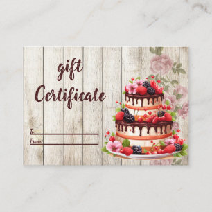 Cartão de Certificado de Bolo Floral Rustic