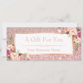 Cartão de Certificado de Glitter Brilhante Rosa co