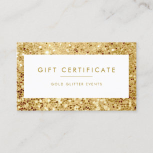 Cartão de Certificado de Glitter Dourado Grande Ch