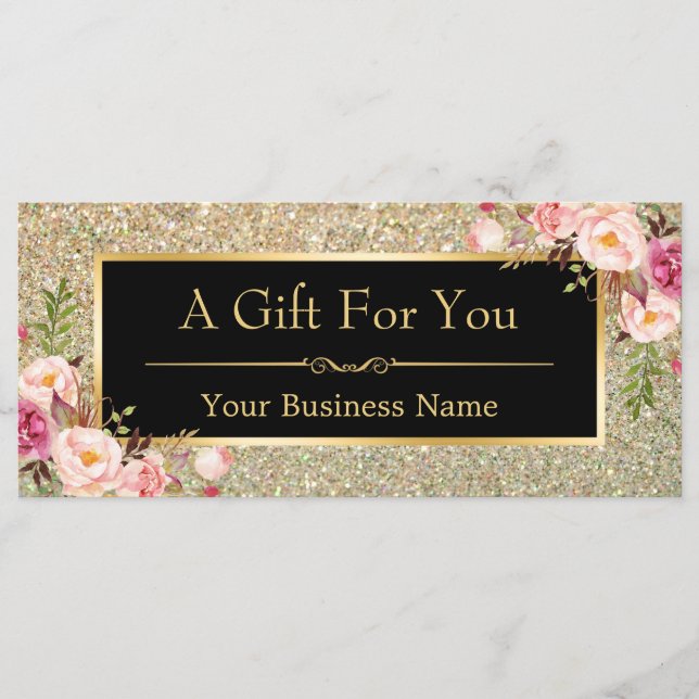 Cartão de Certificado de Oferta Glitter Dourado Pr (Frente)