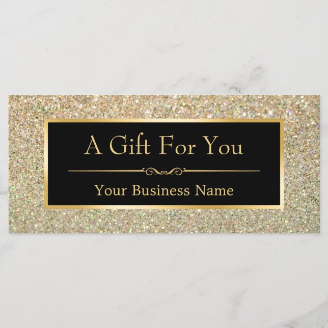 Cartão de Certificado de Presente Brilhante Dourad (Frente)