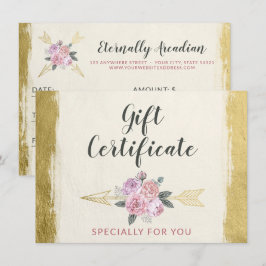 Cartão de Certificado de Presente de Seta Floral D