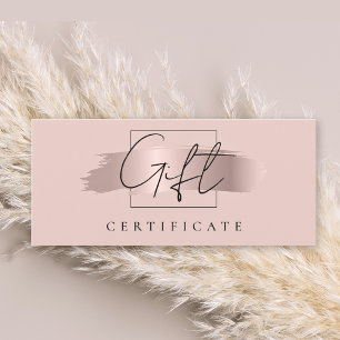 Cartão de Certificado de Presente Dourado com Rosa