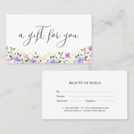 Cartão de Certificado de Presente Floral para Pequ