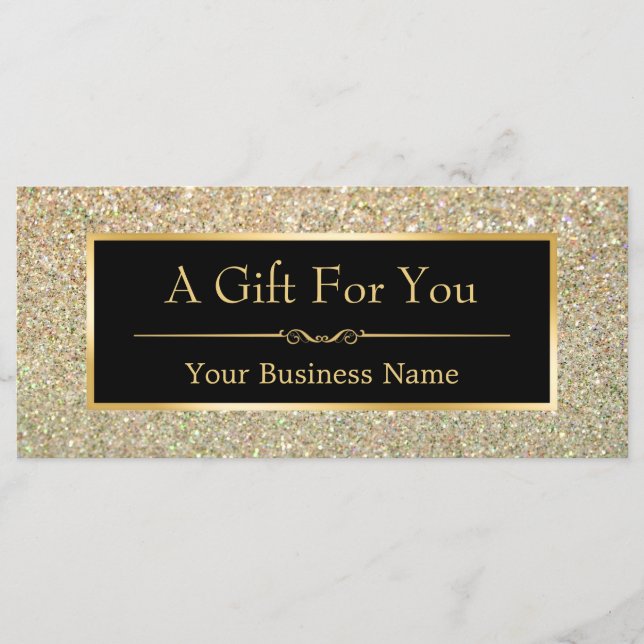 Cartão de Certificado de Presente Glitter Ouro Pre (Frente)