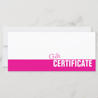 Cartão de Certificado de Presente Simples, Rosa e