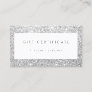 Cartão de Certificado Glitter Elegante Silver Glit