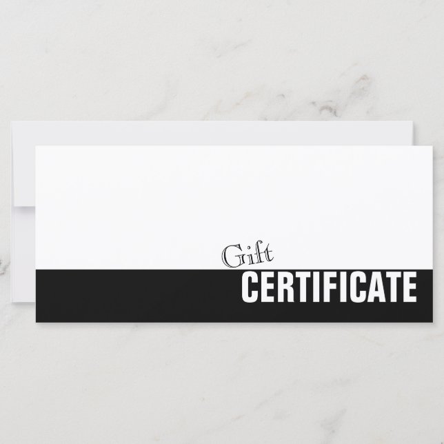 Cartão de Certificado Simples de Presente Preto e  (Frente)