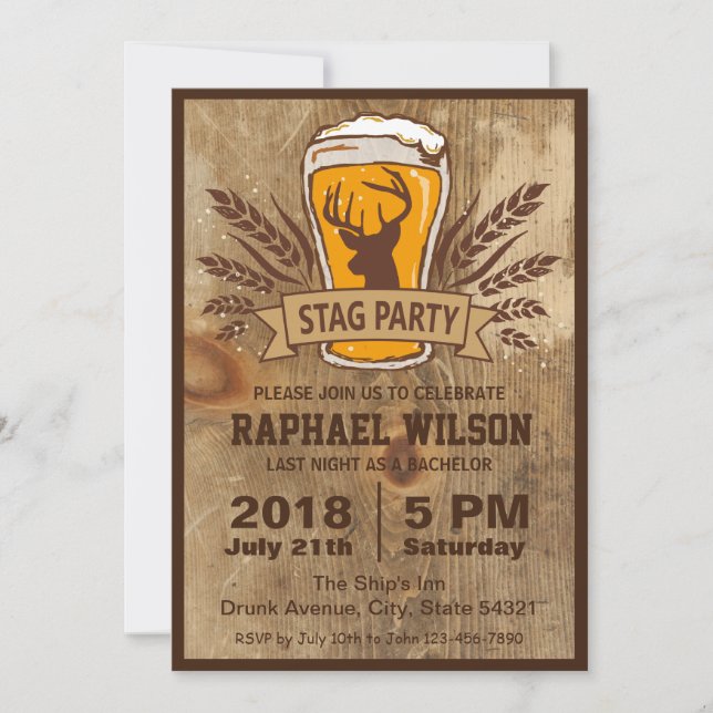 Cartão de Cerveja Rústica e Festa de Despedida de  (Frente)