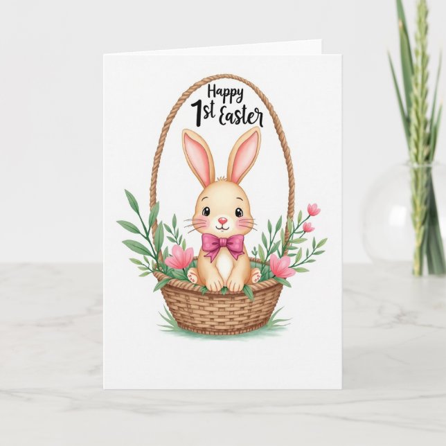 Cartão de Cesta de Animais da Primavera (Frente)