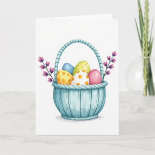 Cartão de Cesta de Primavera Pastel