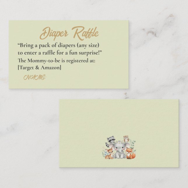 Cartão de Chá de Bebê Animais da Floresta Rústica  (Frente/Verso)