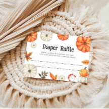 Cartão de Chá de Bebê com Rifa de Fraldas de Abóbo