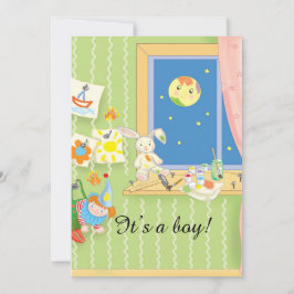 Cartão de chá de bebê de desenho animado