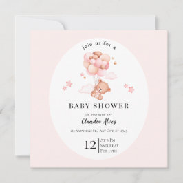 Cartão de Chá de Bebê Floral Rosa Pastel