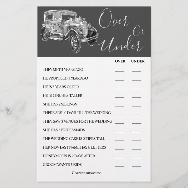 Cartão de Chá de Casais de Carro Sobre ou Sob Casa (Frente)