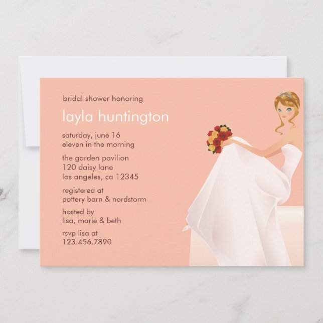 Cartão de Chá de casamento de noiva em espera (Frente)