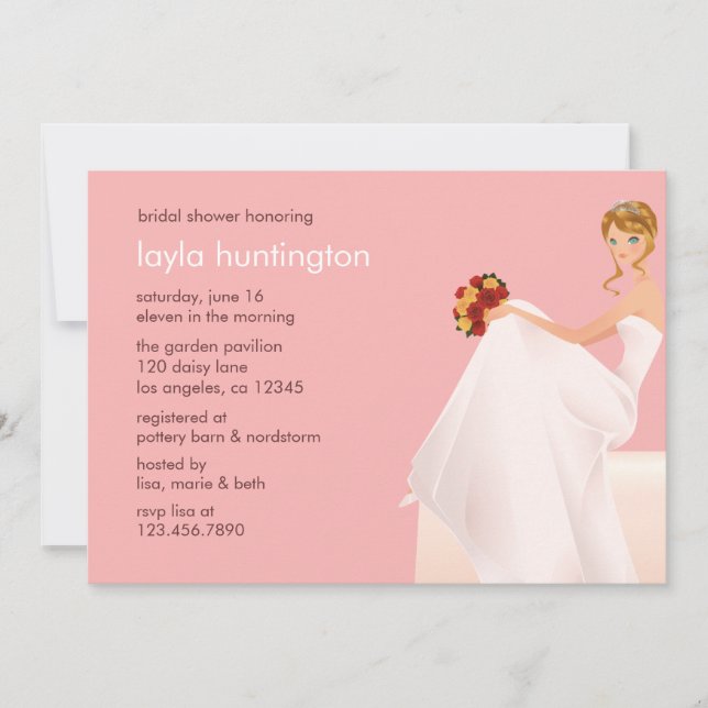 Cartão de Chá de casamento de noiva em espera (Frente)