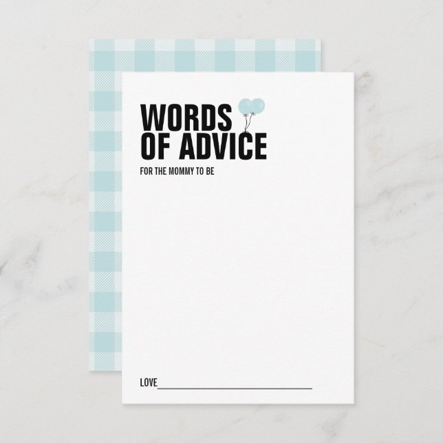 Cartão de Chá de fraldas Azul Balão-Mamãe (Frente/Verso)