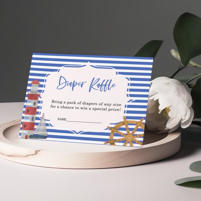 Cartão de Chá de fraldas Azul-Fralda Raffle (Criador carregado)