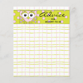 Cartão de chá de fraldas "Coruja Verde Rosa"