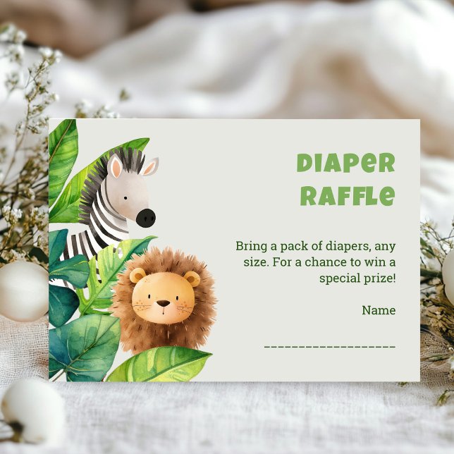Cartão de chá de fraldas de aquarela animal Safari (Safari wild one baby shower enclosure card)