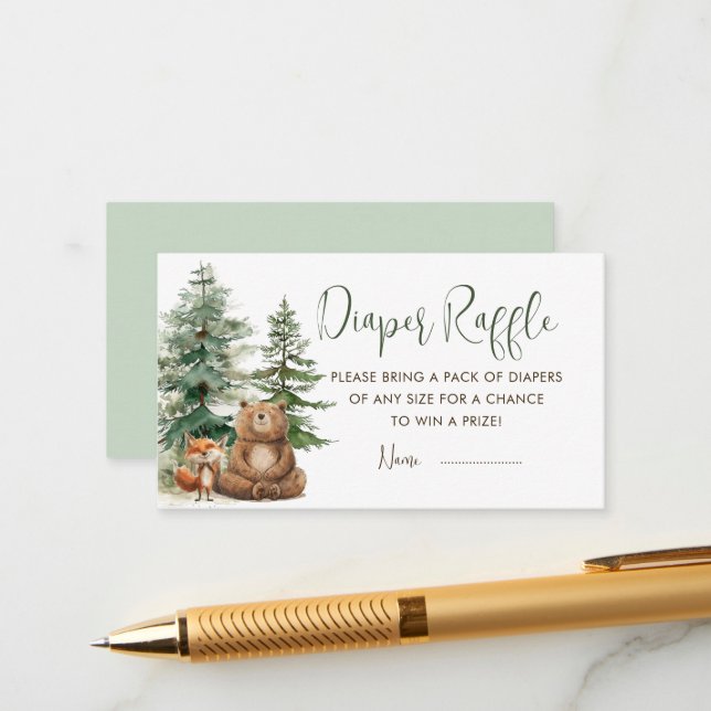 Cartão de Chá de fraldas de Aventura do Woodland B (Frente/Verso In Situ)