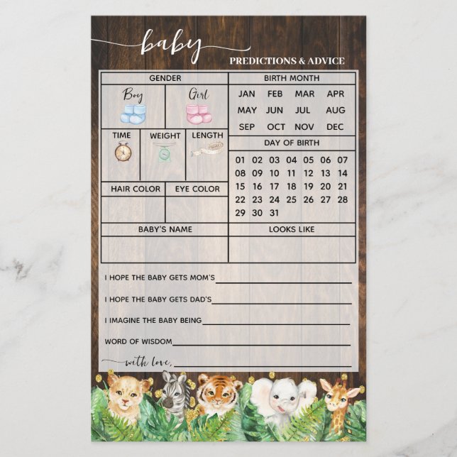 Cartão de Chá de fraldas de Conselhos de Previsões (Frente)