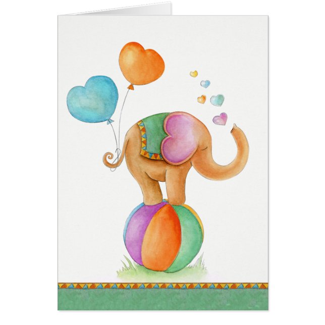 cartão de chá de fraldas de elefante agudo (Frente)