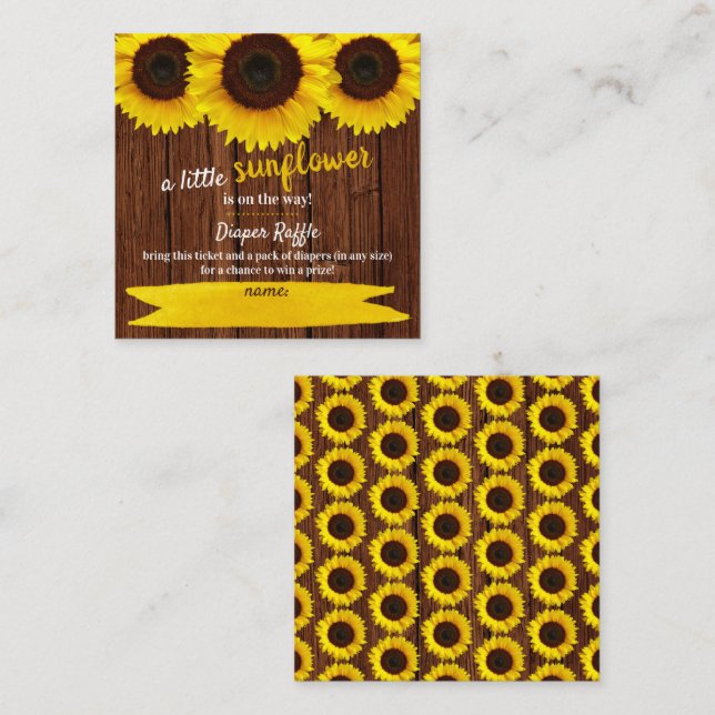 Cartão de Chá de fraldas de girassol (Frente/Verso)