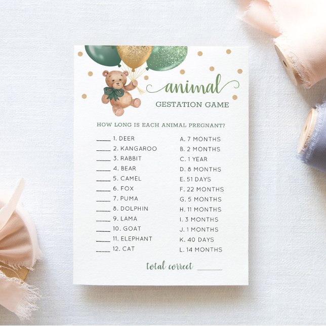 Cartão de Chá de fraldas de Jogo para Animais de U (Criador carregado)