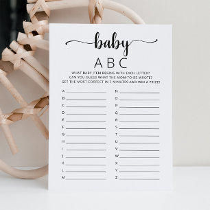 Cartão de Chá de fraldas do jogo Baby ABC
