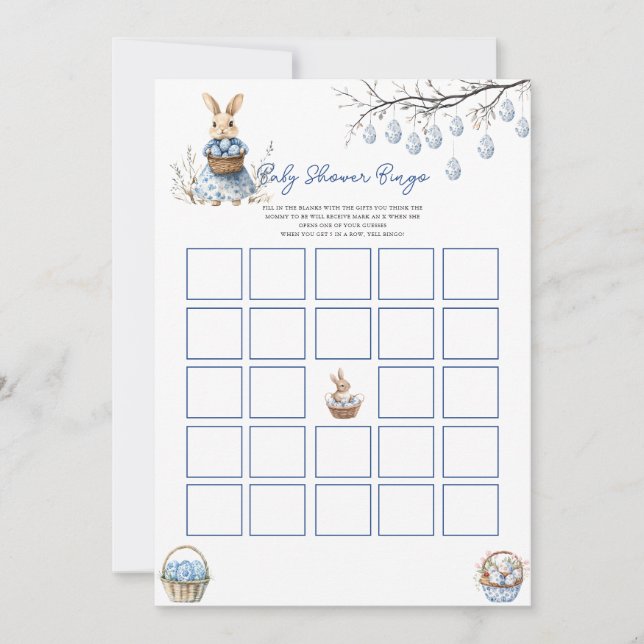 Cartão de Chá de fraldas do Páscoa Chinoiserie Bin (Frente)