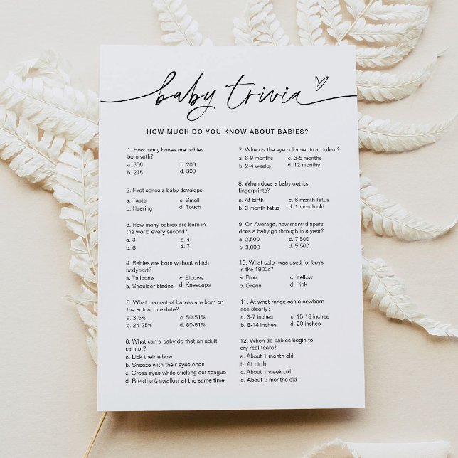 Cartão de Chá de fraldas EVERLEIGH Baby Trivia (Criador carregado)