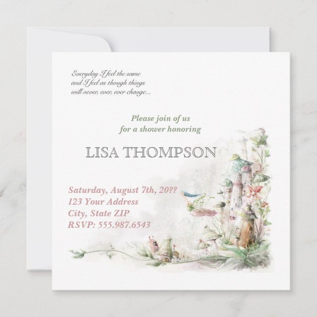 Cartão de chá de fraldas Fairytale Forest Fairytal (Frente)