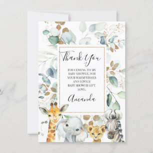 Cartão de Chá de fraldas para Animais Safari Doura