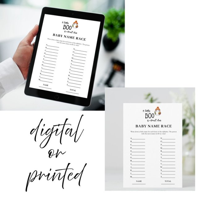 Cartão de Chá de fraldas Race do Nome do Bebê Hall (Criador carregado)