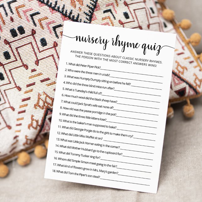 Cartão de Chá de fraldas Rhyme Rhyme Quiz (Criador carregado)