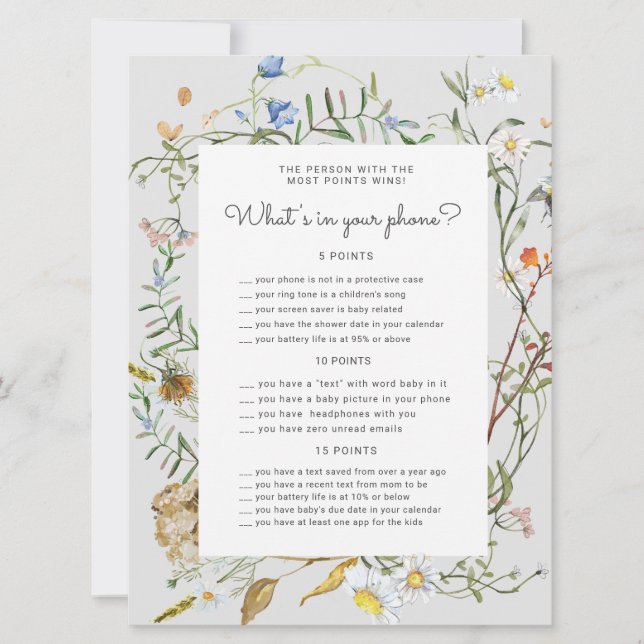 cartão de Chá de fraldas russo de flor silvestre (Frente)