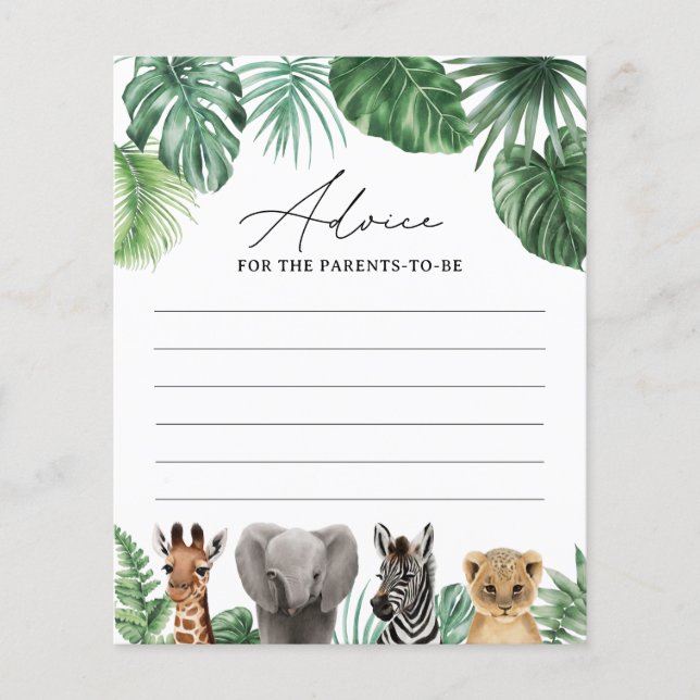 Cartão de Chá de fraldas Safari (Frente)