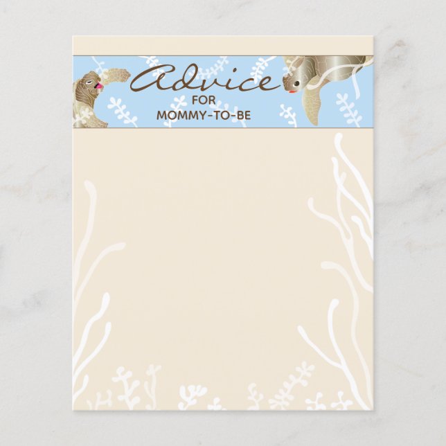 Cartão de chá de fraldas "Tartaruga Azul" (Frente)