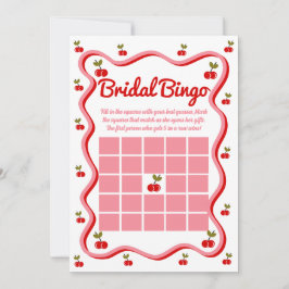 Cartão de chá de panela Bridal Bingo Retro Cherry