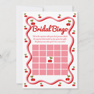 Cartão de chá de panela Bridal Bingo Retro Cherry