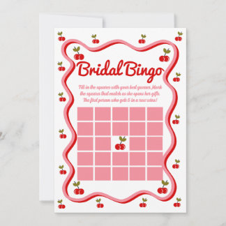Cartão de chá de panela Bridal Bingo Retro Cherry