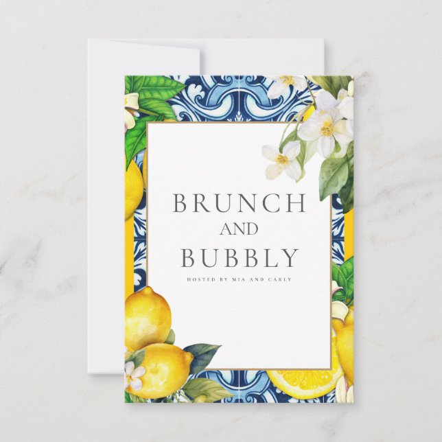 Cartão de Chá de panela para Azulejos-limão medite (Frente)