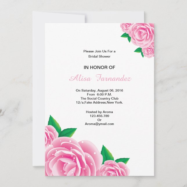 Cartão de Chá de panela Romântico de Casamento (Frente)