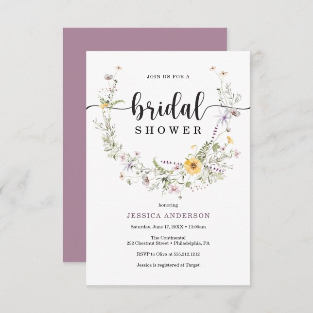 Cartão de Chá de panela Russo de Flor Selvagem (Frente/Verso)