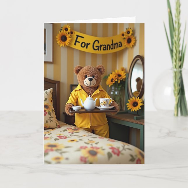 Cartão de Chá do Dia das Mães Girassol (Frente)