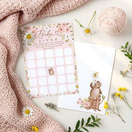 Cartão de Chá do Woodland Bear Bingo Baby Girl